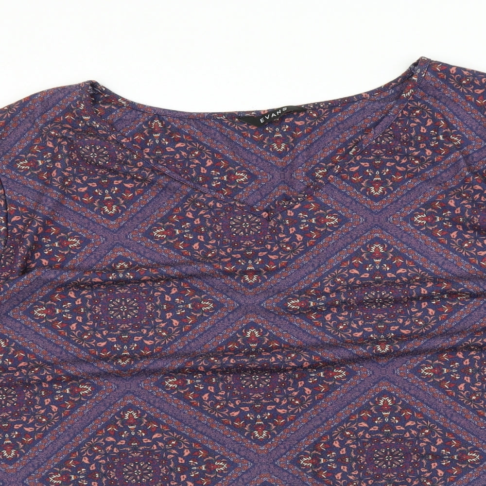 Evans Womens Purple Argyle/Diamond  Basic Blouse Size 30