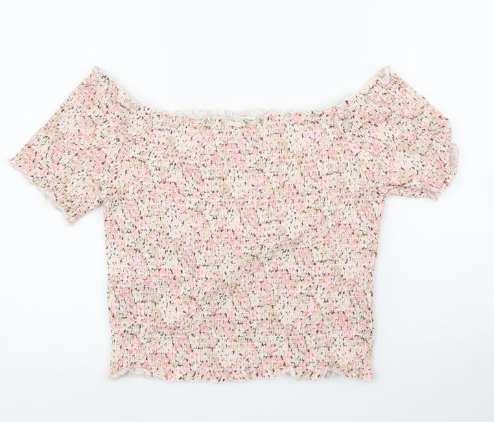 H&M Womens Pink Floral  Basic Blouse Size M