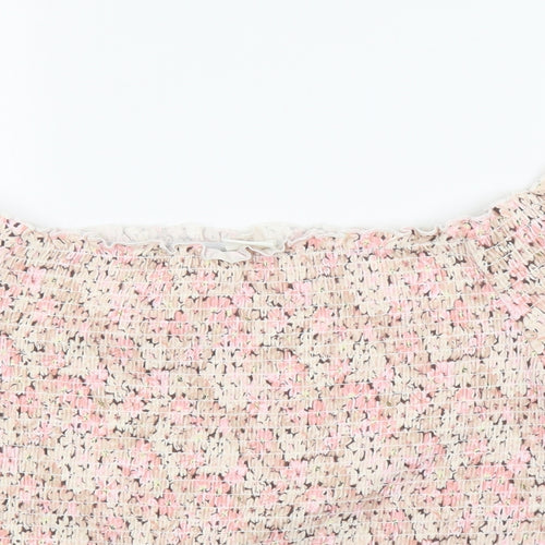 H&M Womens Pink Floral  Basic Blouse Size M