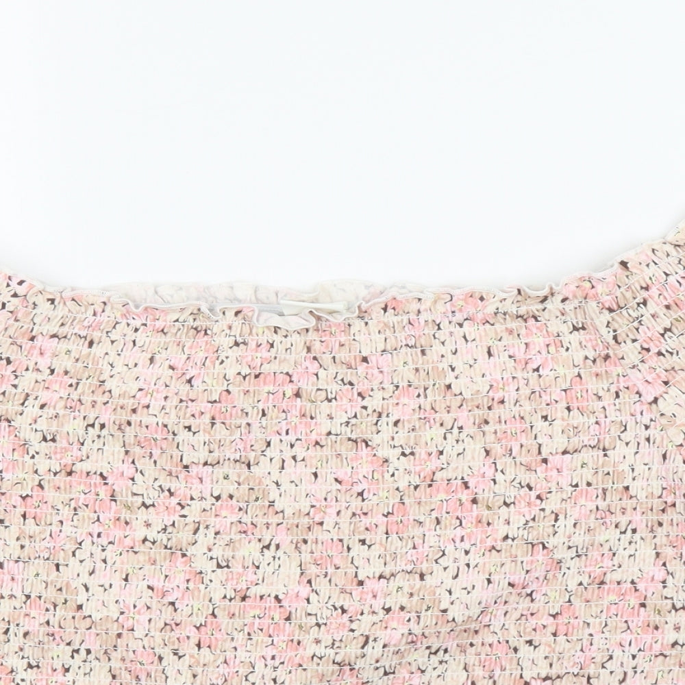 H&M Womens Pink Floral  Basic Blouse Size M