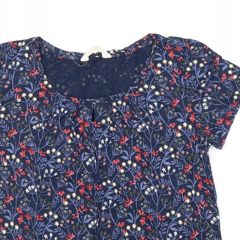 Seasalt Cornwall Womens Blue Floral  Basic T-Shirt Size 12