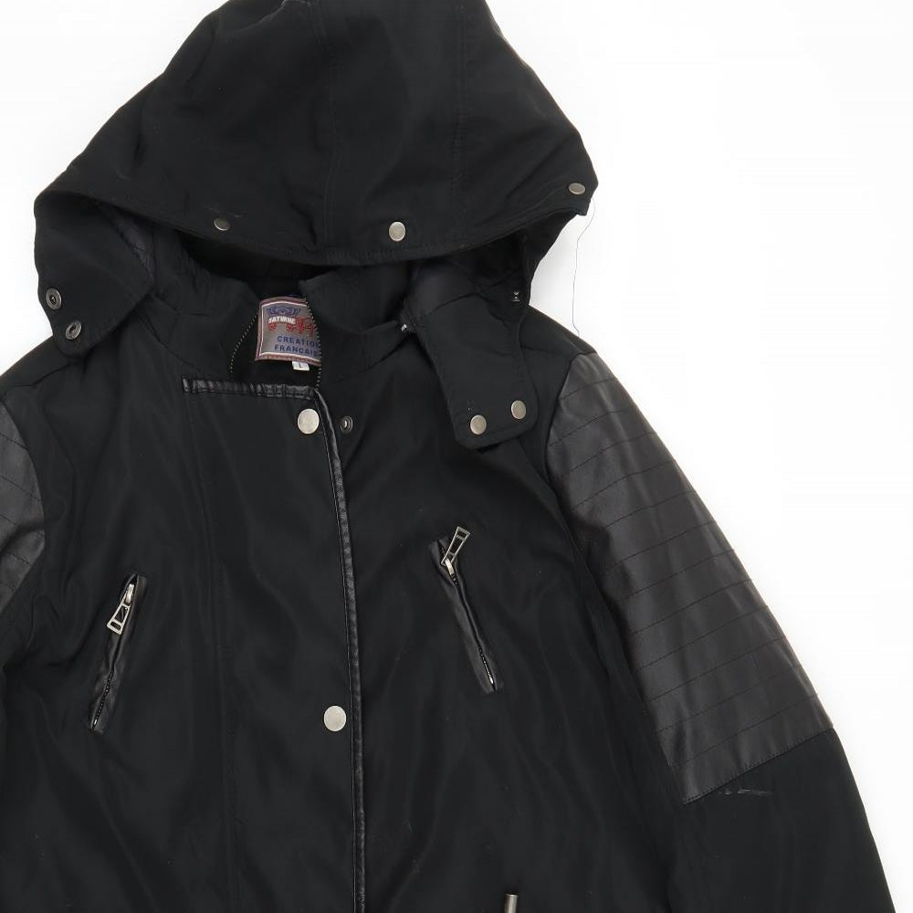 Creation Francais Womens Black   Parka Coat Size L