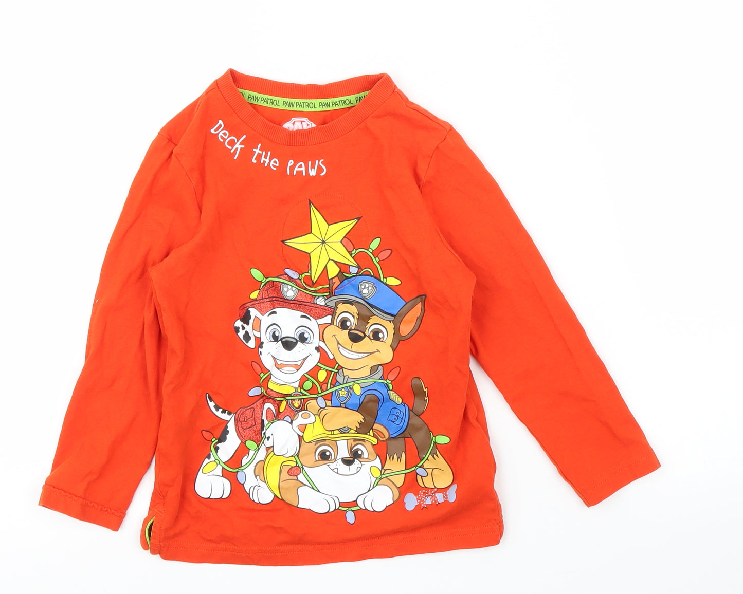 Nickelodeon Boys Red   Basic T-Shirt Size 4-5 Years  - Paw Patrol