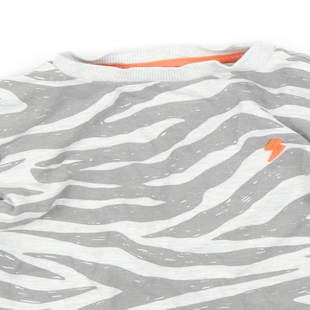 F&F Boys Grey Animal Print  Basic T-Shirt Size 3 Years  - Zebra print