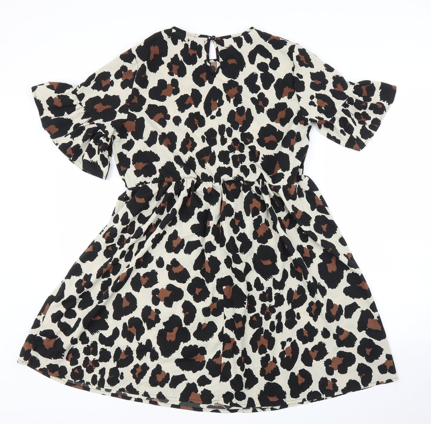 Boohoo Womens Beige Animal Print  A-Line  Size 14  - Leopard print