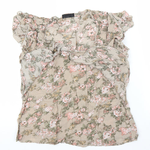 Vera Moda Womens Beige Floral  Basic Blouse Size S