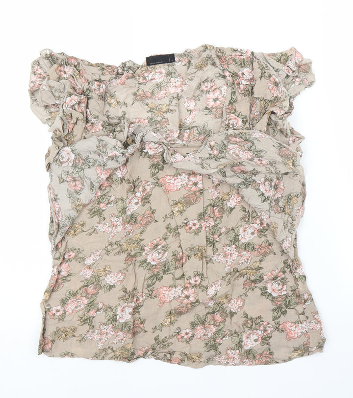 Vera Moda Womens Beige Floral Basic Blouse Size S