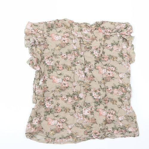 Vera Moda Womens Beige Floral  Basic Blouse Size S