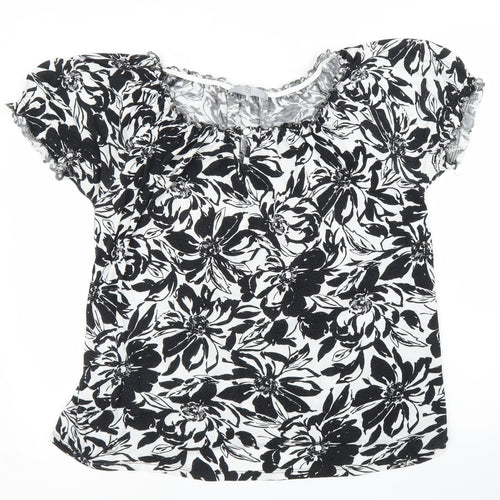 TU Womens Black Floral  Basic Blouse Size 12