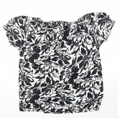 TU Womens Black Floral  Basic Blouse Size 12