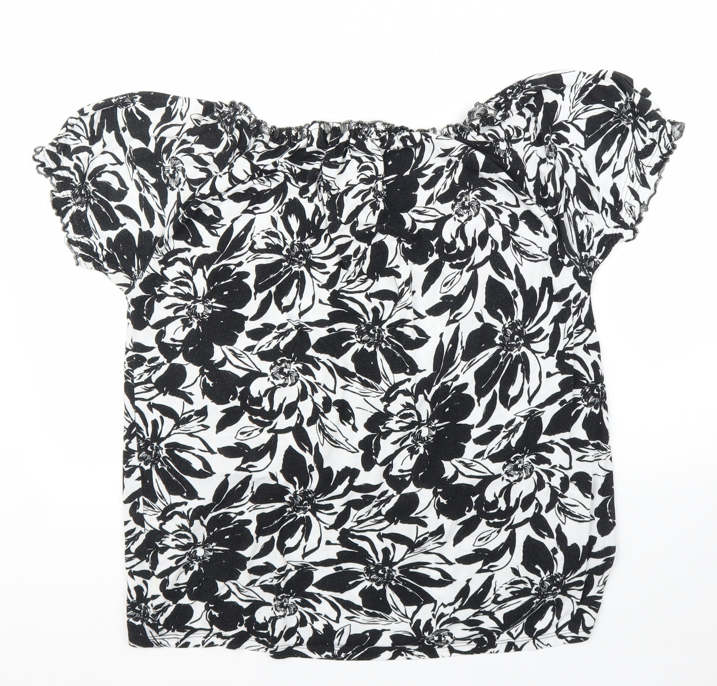 TU Womens Black Floral  Basic Blouse Size 12