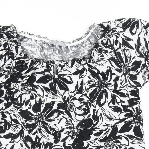 TU Womens Black Floral  Basic Blouse Size 12