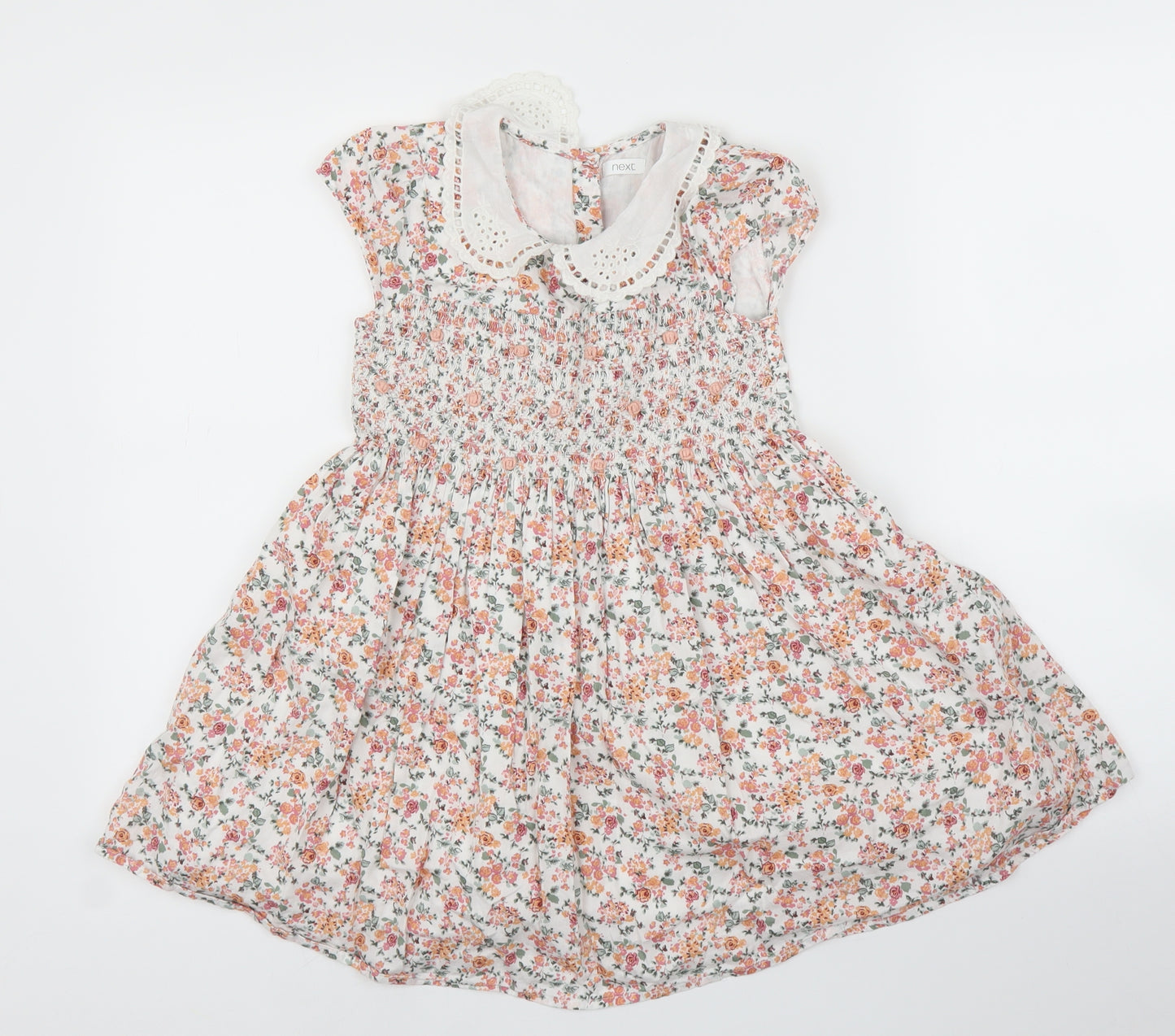 NEXT Girls Orange Floral  A-Line  Size 6-7 Years