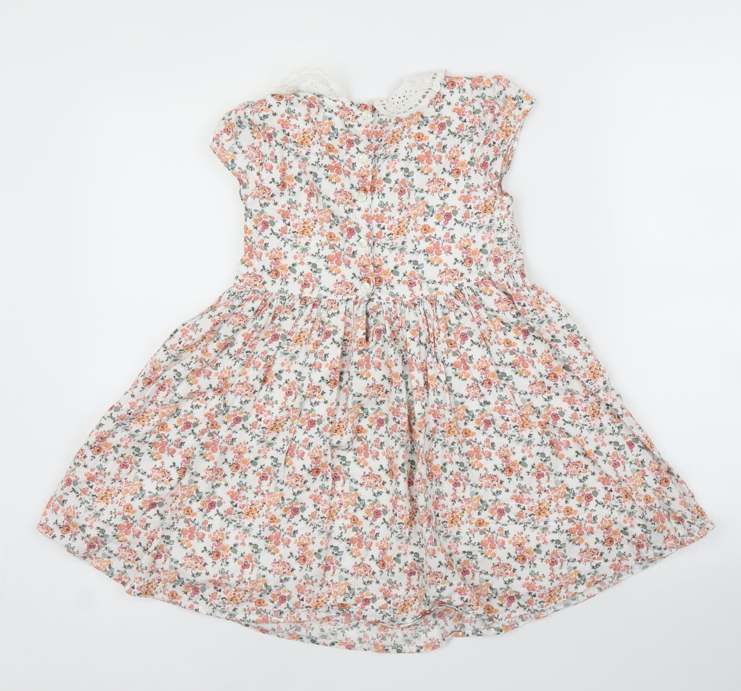NEXT Girls Orange Floral  A-Line  Size 6-7 Years