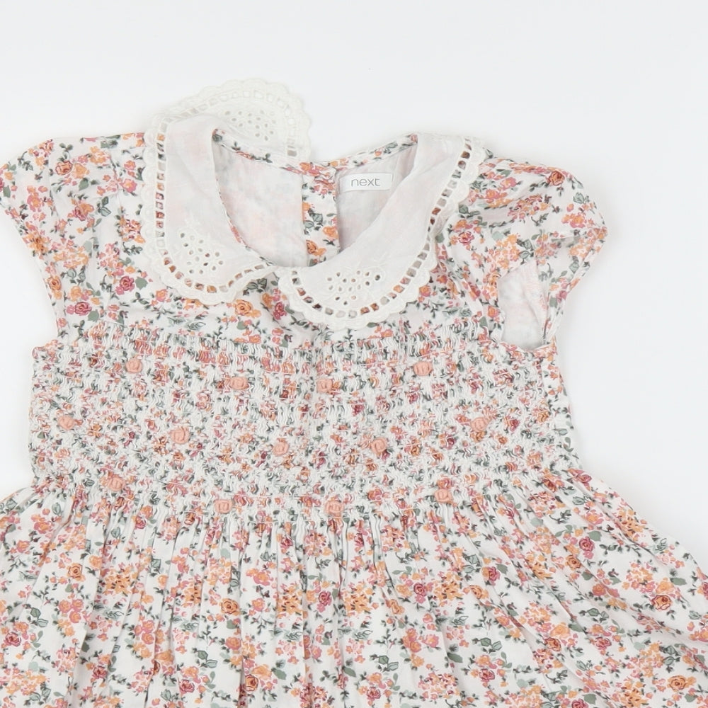 NEXT Girls Orange Floral  A-Line  Size 6-7 Years