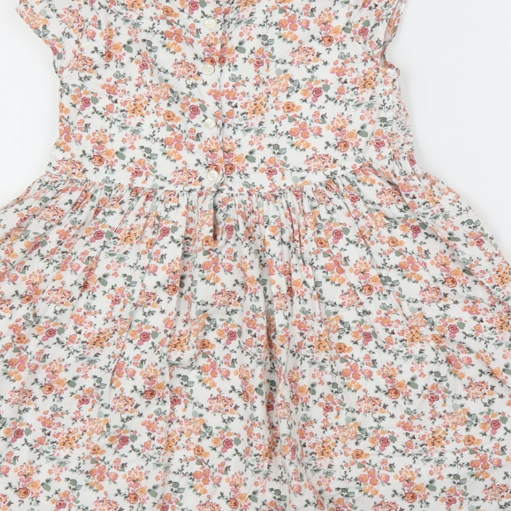 NEXT Girls Orange Floral  A-Line  Size 6-7 Years