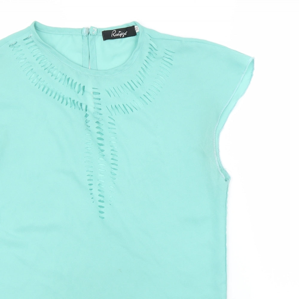 Ruiyige Womens Green   Basic Blouse Size M