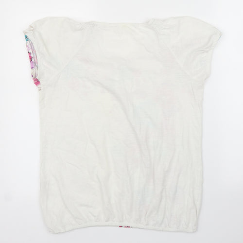 Preworn Womens White Floral  Basic Blouse Size 12