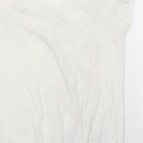 Preworn Womens White Floral  Basic Blouse Size 12