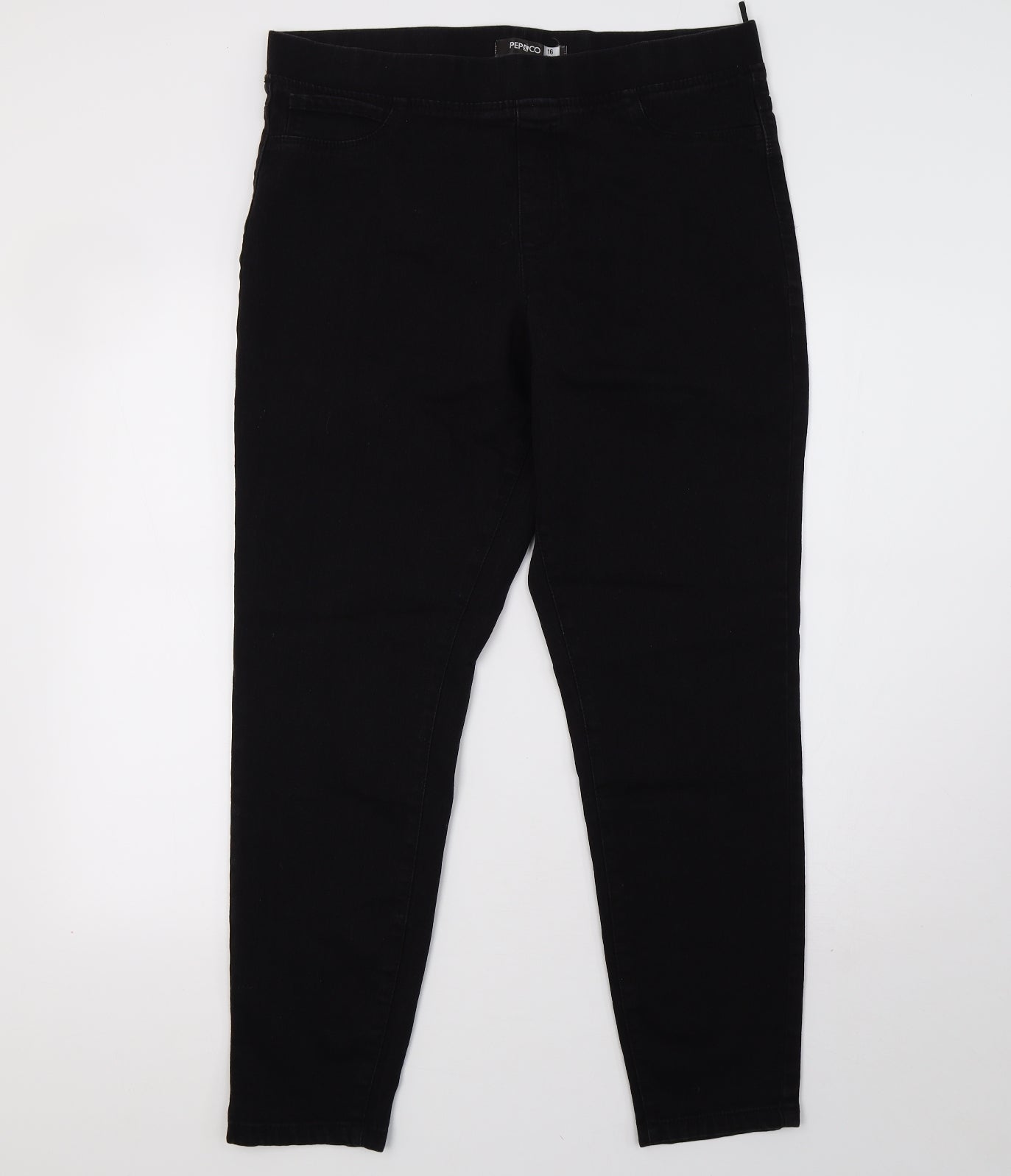 pep&co Womens Black  Denim Jegging Trousers Size 16 L29 in