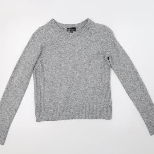 Topshop Womens Grey  Knit Henley Sweatshirt Size 6