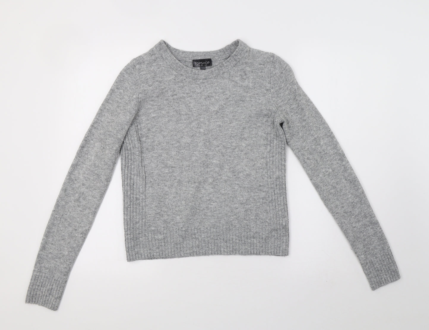 Topshop Womens Grey  Knit Henley Sweatshirt Size 6