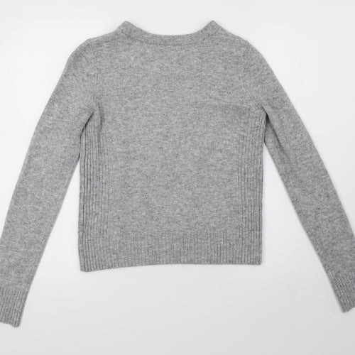 Topshop Womens Grey  Knit Henley Sweatshirt Size 6