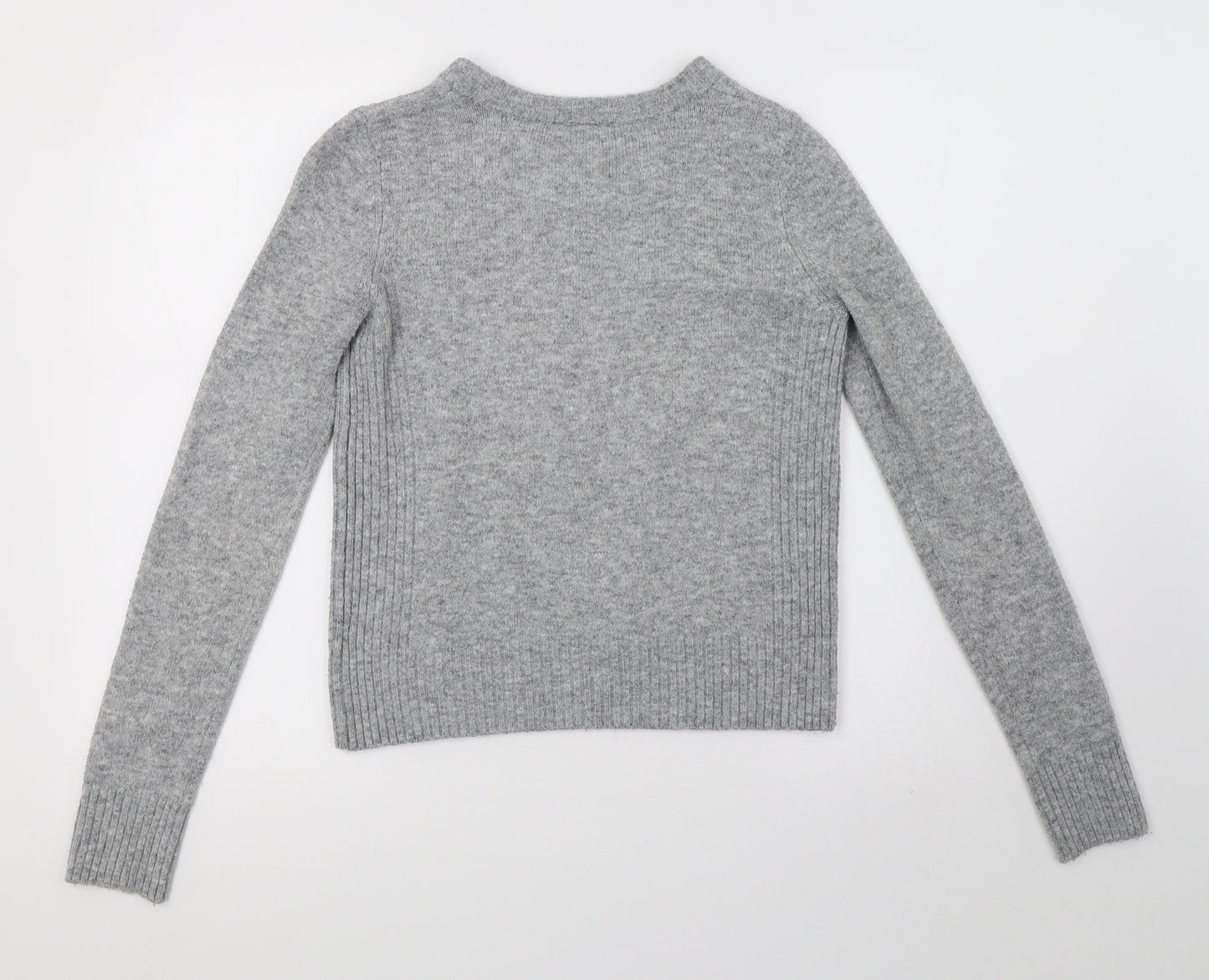 Topshop Womens Grey  Knit Henley Sweatshirt Size 6