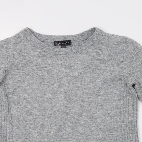 Topshop Womens Grey  Knit Henley Sweatshirt Size 6