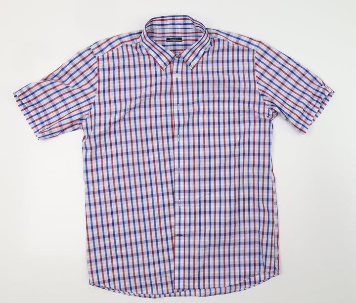 Dustin Mens White Check   Button-Up Size L