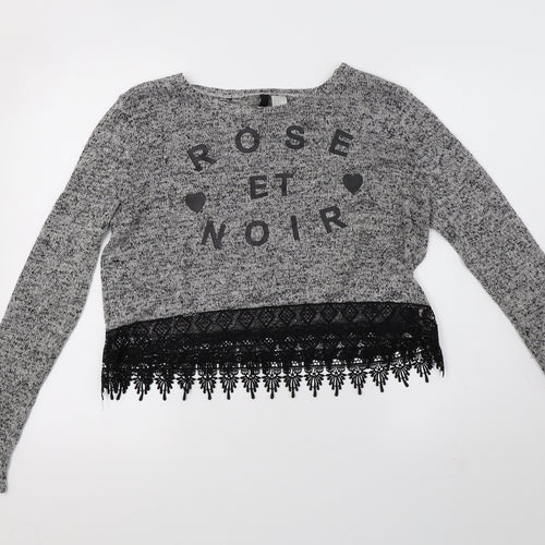H&M Womens Grey   Pullover Sweatshirt Size M