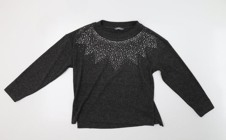 Nutmeg Womens Grey Knit Pullover Sweatshirt Size 12