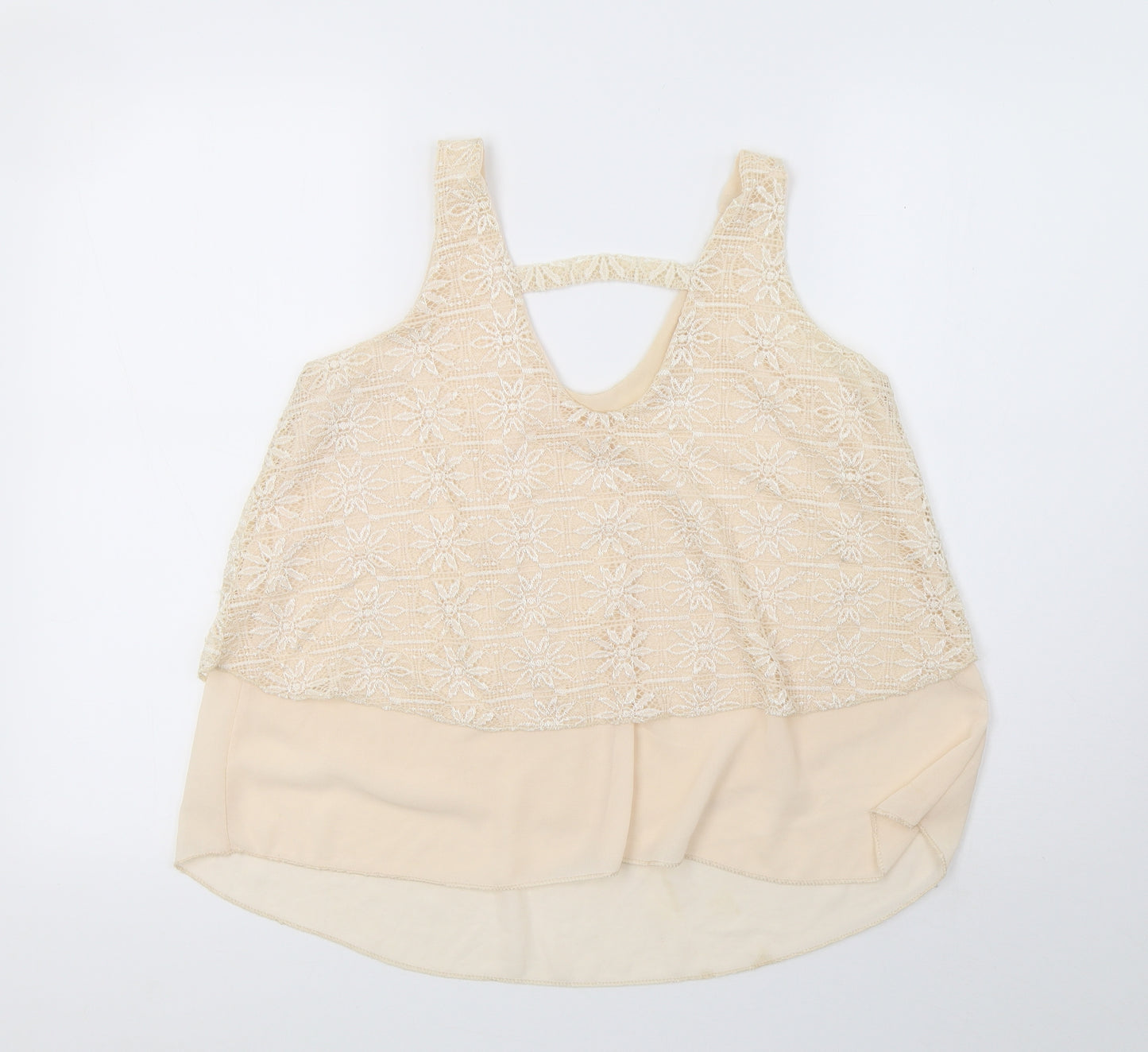 Preworn Womens Beige   Basic T-Shirt Size 12