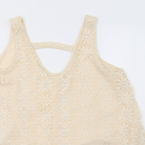 Preworn Womens Beige   Basic T-Shirt Size 12