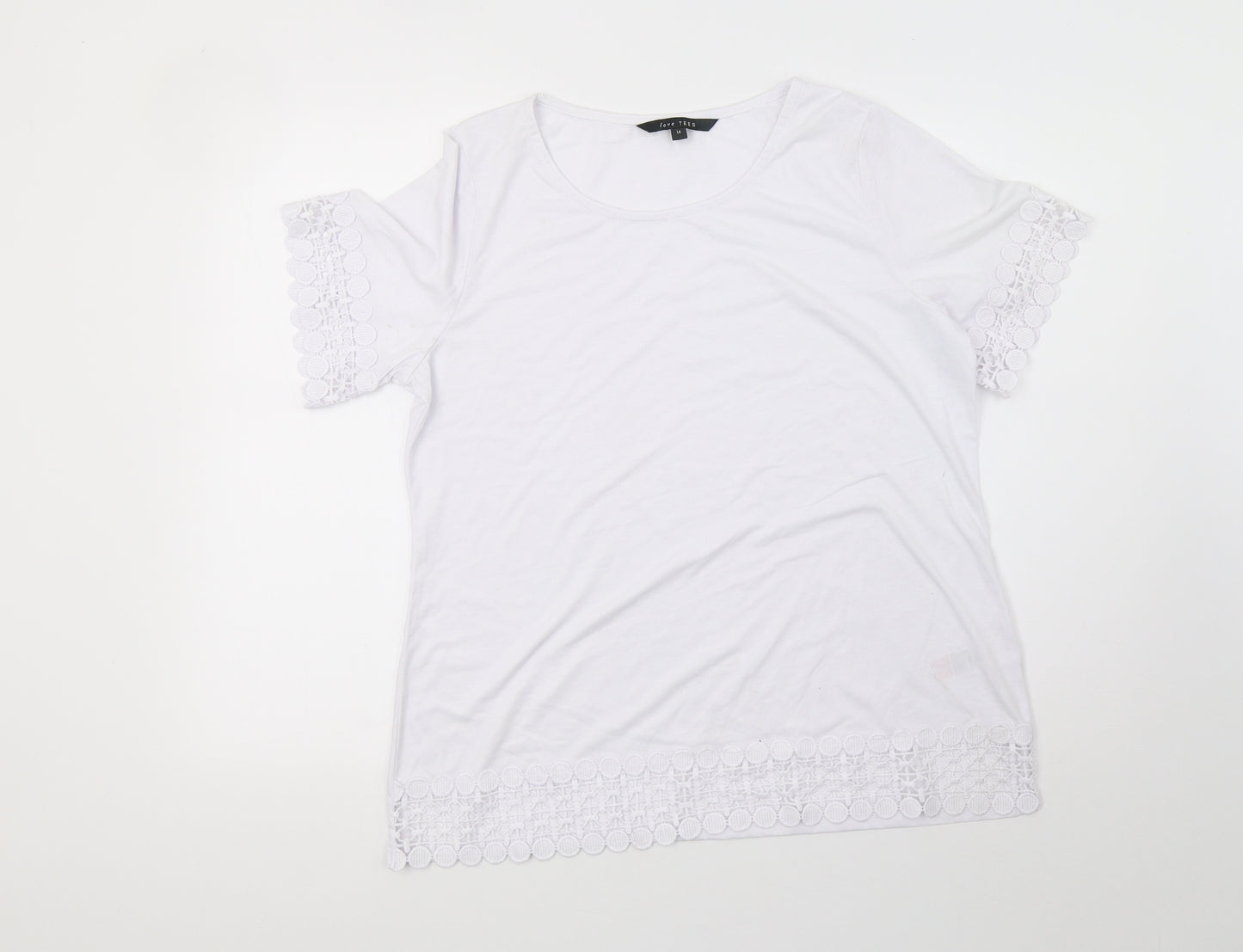 love tees Womens White   Basic T-Shirt Size 14