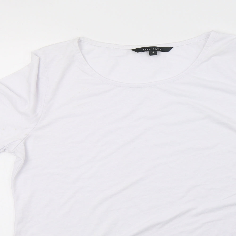 love tees Womens White   Basic T-Shirt Size 14