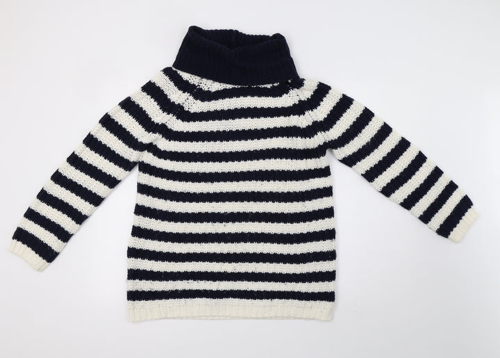 Peacocks Womens White Striped Knit Pullover Sweatshirt Size M