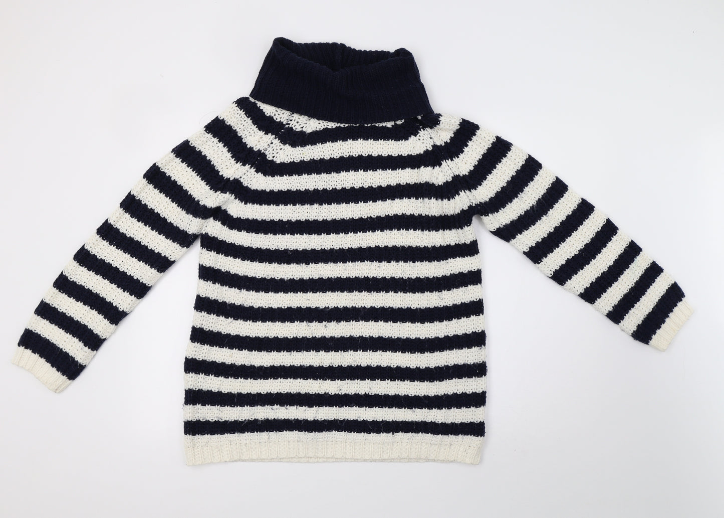 Peacocks Womens White Striped Knit Pullover Sweatshirt Size M