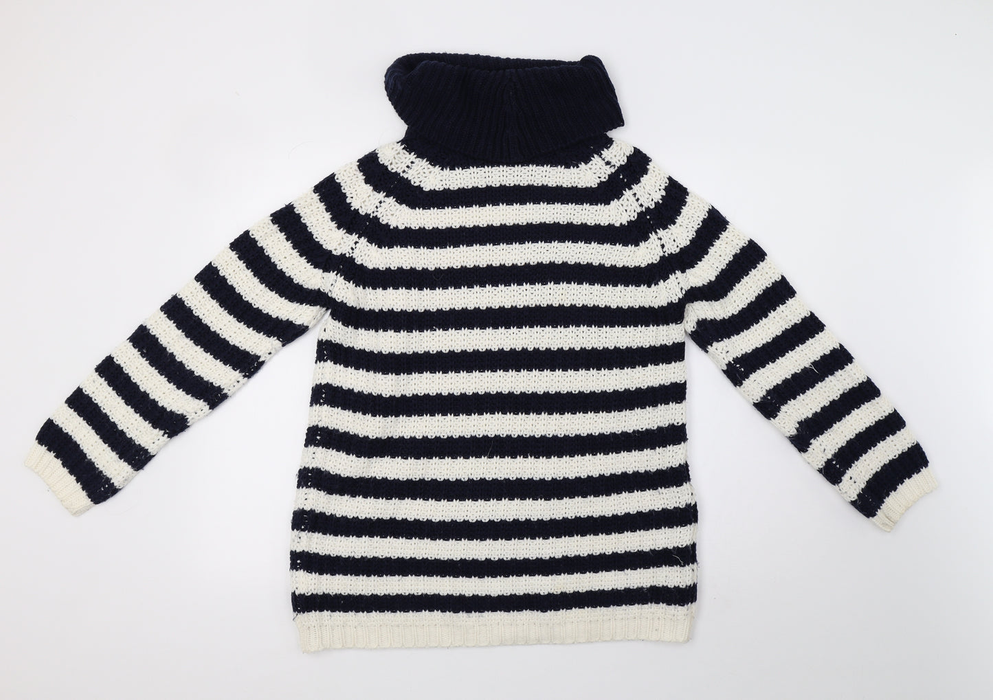 Peacocks Womens White Striped Knit Pullover Sweatshirt Size M