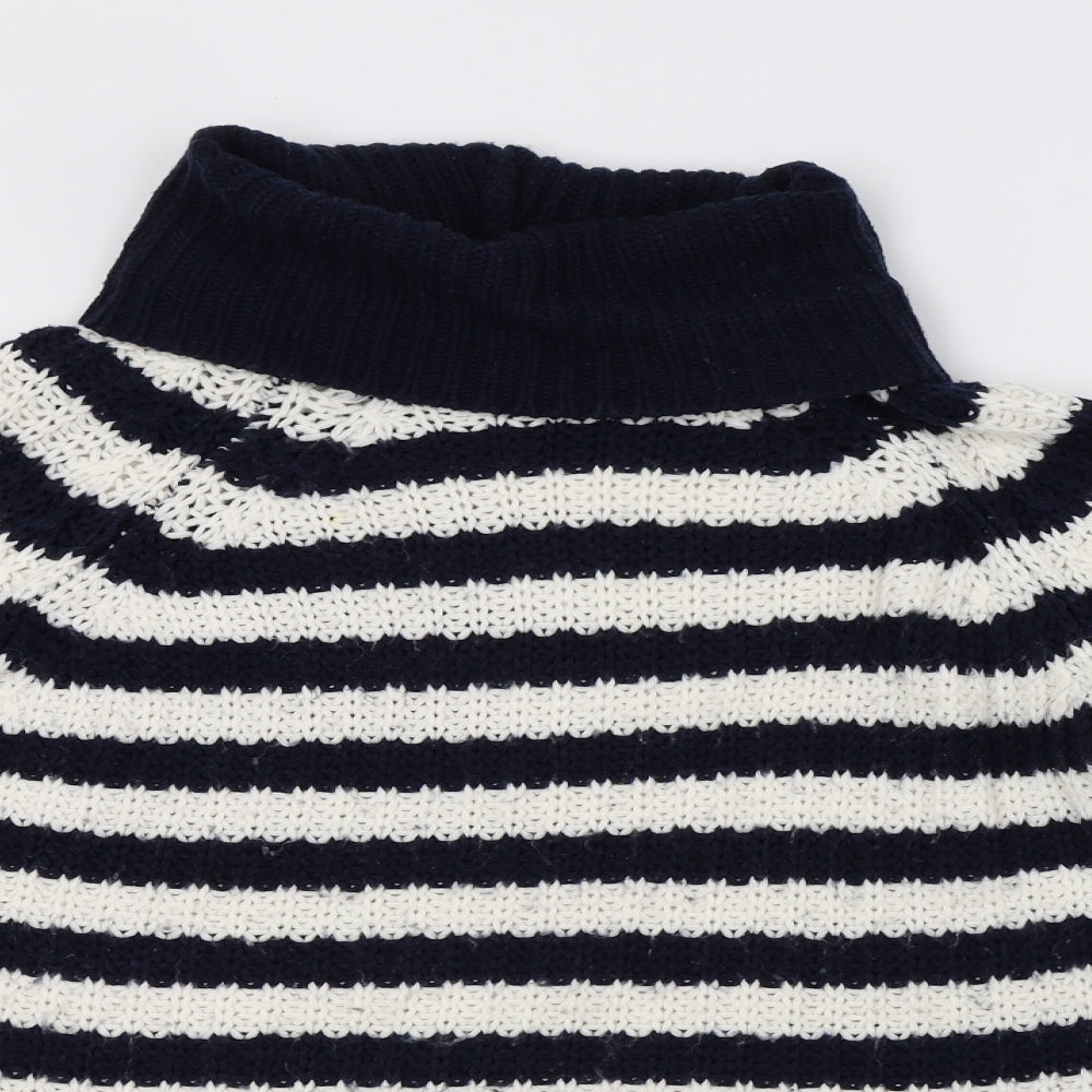 Peacocks Womens White Striped Knit Pullover Sweatshirt Size M