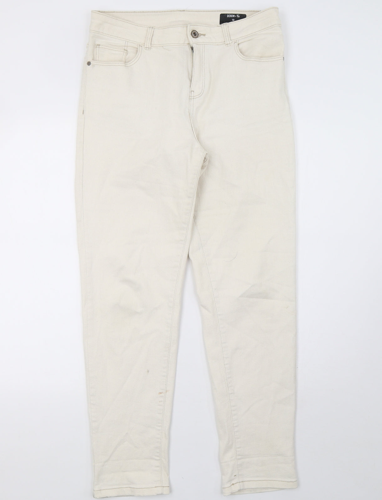 Sainsburys Womens White  Denim Straight Jeans Size 12 L32 in