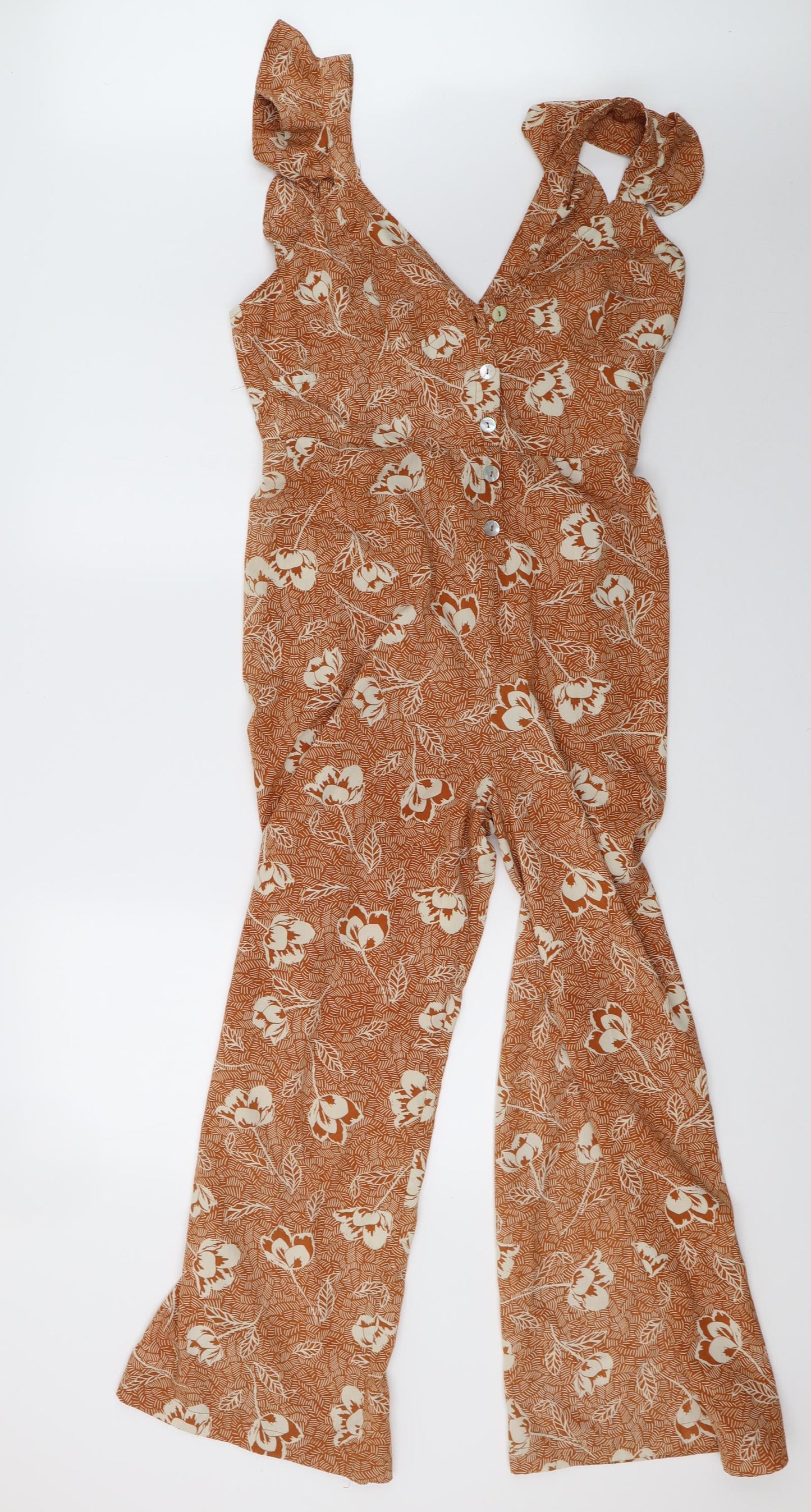 Brave Soul Womens Orange Geometric  Jumpsuit One-Piece Size M