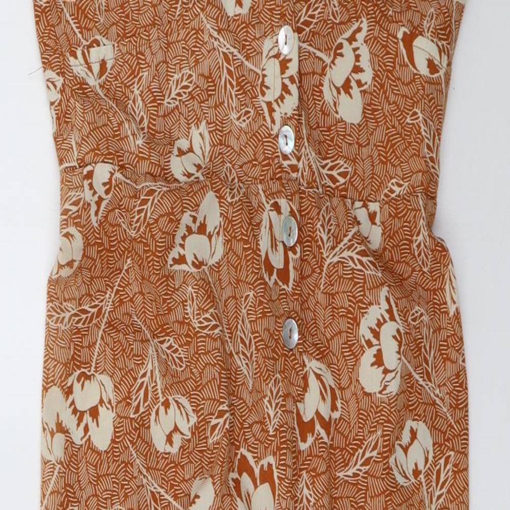 Brave Soul Womens Orange Geometric  Jumpsuit One-Piece Size M