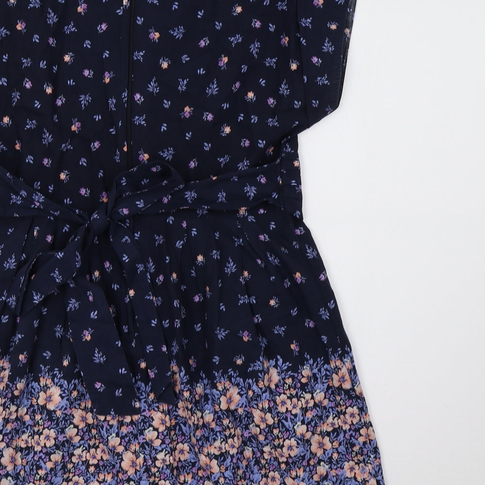 Dorothy Perkins Womens Blue Floral  A-Line  Size 10