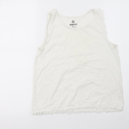 pepperts Girls White   Basic T-Shirt Size 10-11 Years