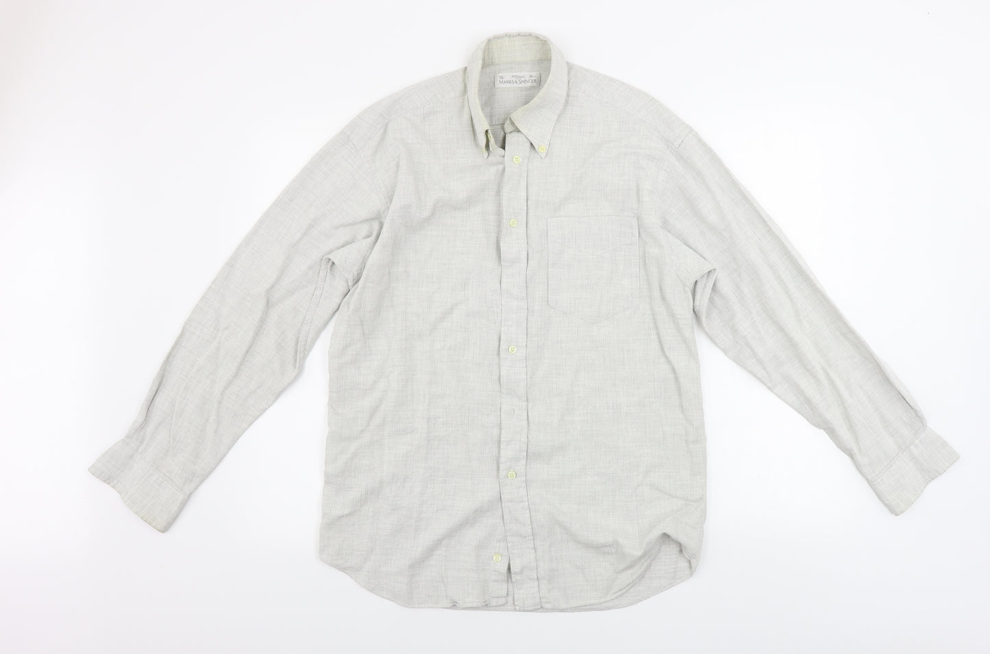 Marks and Spencer  Mens Beige    Button-Up Size 15.5