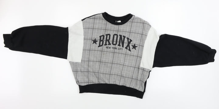 H&M  Womens Black Check  Pullover Jumper Size S