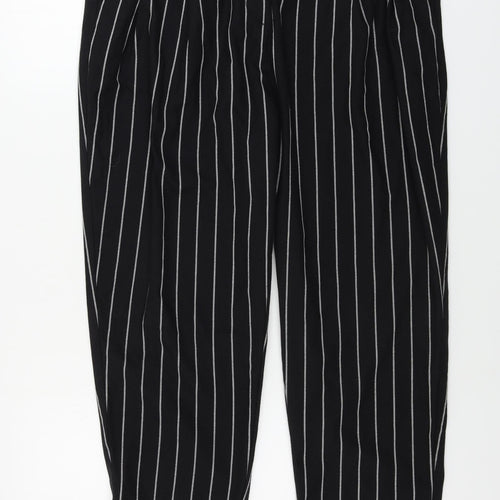 Preworn  Womens Black Striped  Trousers  Size 32 in L28 in