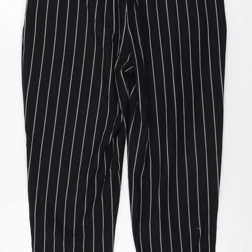 Preworn  Womens Black Striped  Trousers  Size 32 in L28 in