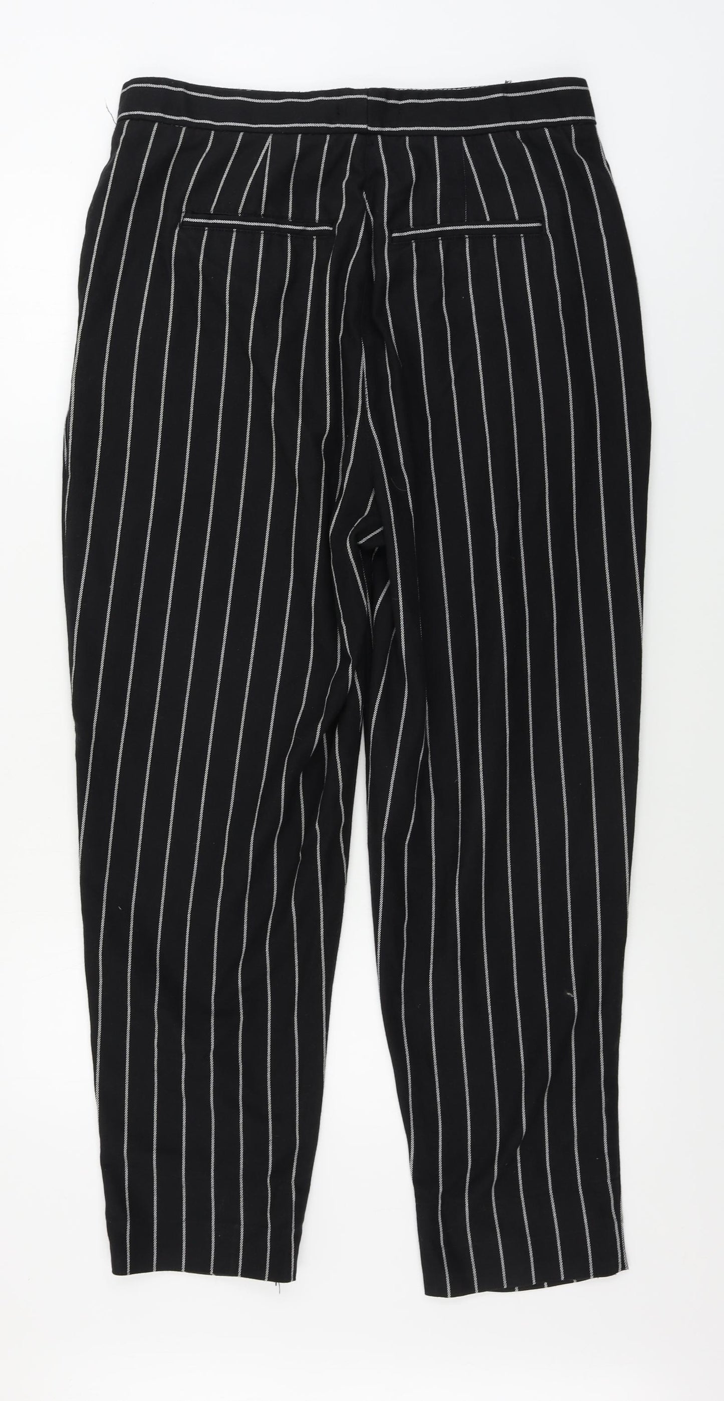 Preworn  Womens Black Striped  Trousers  Size 32 in L28 in
